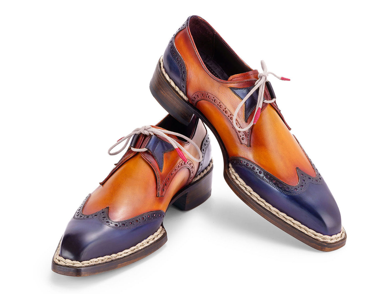 Paul Parkman Norwegian Welted Wingtip Men's Dress Shoes Blue & Camel (ID#8505-BLC) EU 43 - US 9.5 / 10 Paul Parkman Norwegian Welted Wingtip Men's Dress Shoes Blue & Camel (ID#8505-BLC) EU 43 - US 9.5 / 10