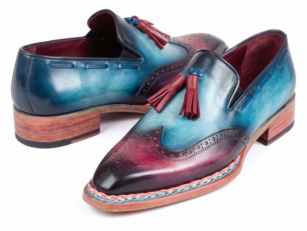 Paul Parkman Norwegian Welted Tassel Loafers Blue & Purple (ID#8507-BPR)