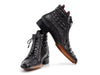 Paul Parkman Black Crocodile Textured Leather Men's Zipper Boots (ID#88APT68)