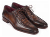 Paul Parkman Men's Antique Brown Croco Textured Leather Bicycle Toe Oxfords (ID#94-263)