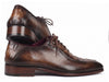Paul Parkman Men's Antique Brown Croco Textured Leather Bicycle Toe Oxfords (ID#94-263)