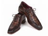 Paul Parkman Men's Antique Brown Croco Textured Leather Bicycle Toe Oxfords (ID#94-263)