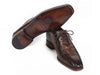 Paul Parkman Men's Antique Brown Croco Textured Leather Bicycle Toe Oxfords (ID#94-263)