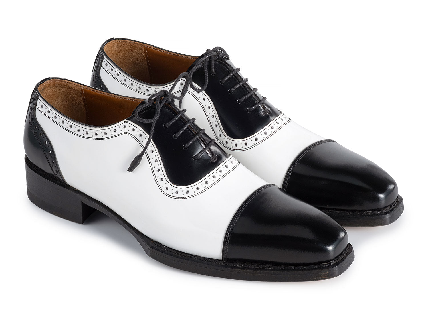 Paul Parkman Men's Goodyear Welted Cap Toe Oxfords Black & White (ID#9482-BNW) EU 44 Paul Parkman Men's Goodyear Welted Cap Toe Oxfords Black & White (ID#9482-BNW) EU 44