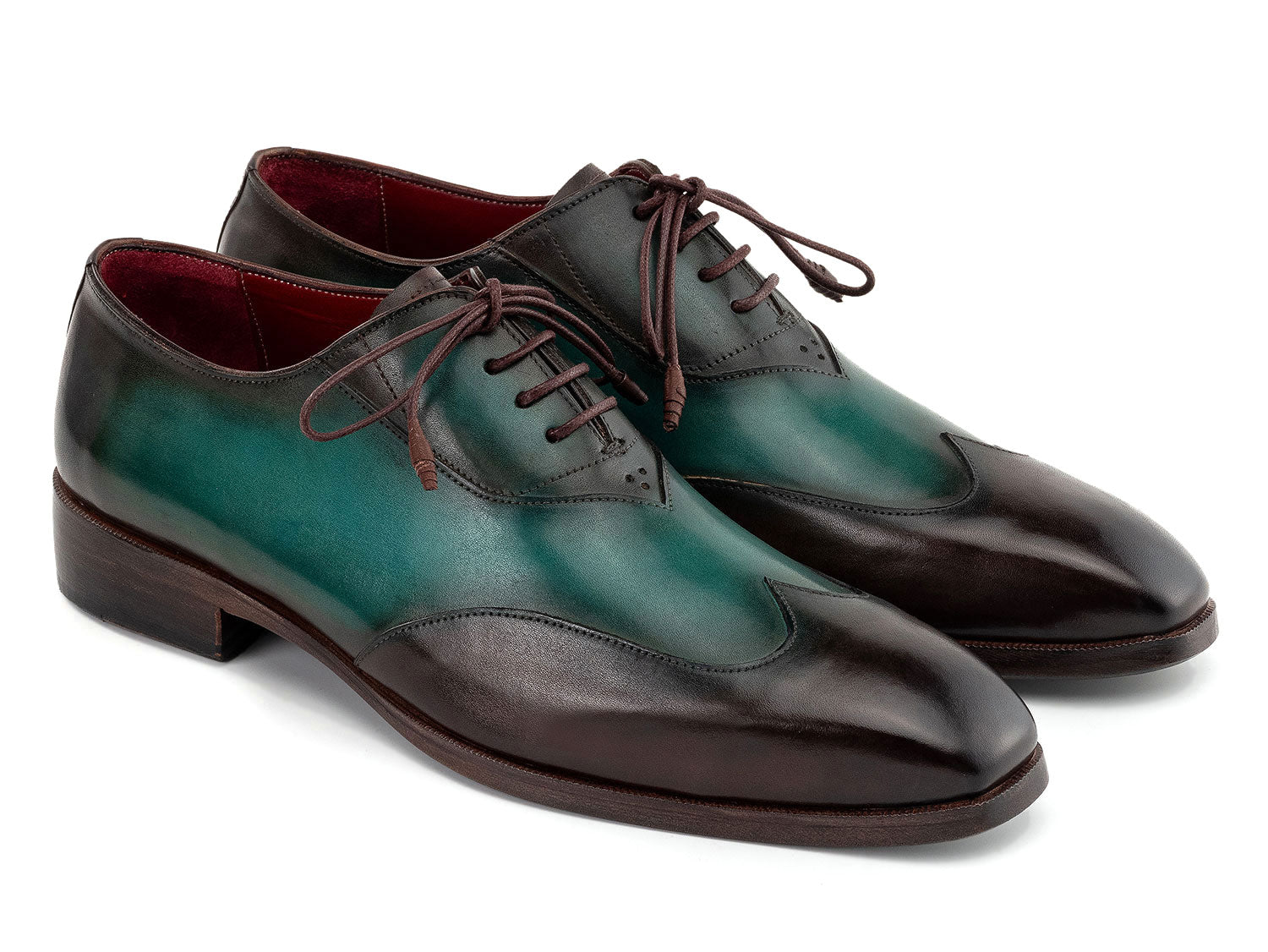 Paul Parkman Brown & Green Patina Leather Wingtip Oxford Shoes (ID#AL3257SJ) EU 47 - US 13 Paul Parkman Brown & Green Patina Leather Wingtip Oxford Shoes (ID#AL3257SJ) EU 47 - US 13