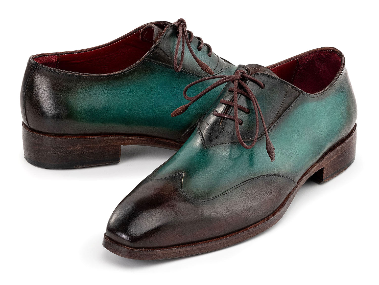 Paul Parkman Brown & Green Patina Leather Wingtip Oxford Shoes (ID#AL3257SJ) EU 47 - US 13 Paul Parkman Brown & Green Patina Leather Wingtip Oxford Shoes (ID#AL3257SJ) EU 47 - US 13