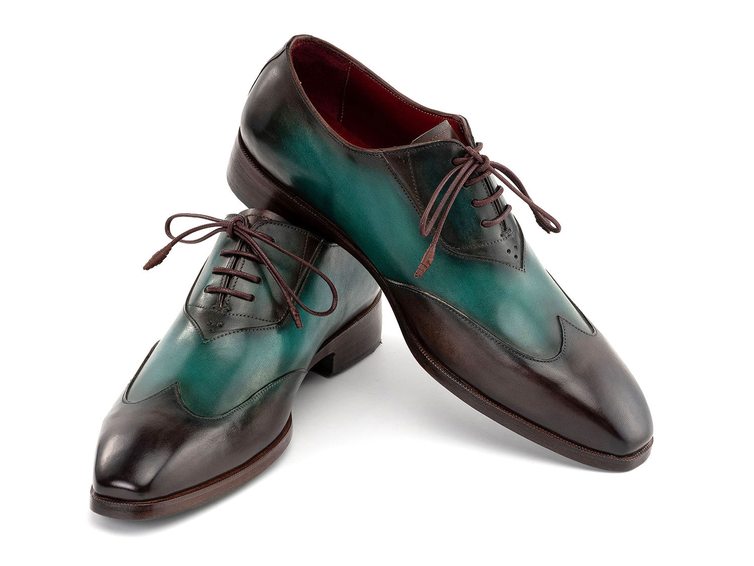 Paul Parkman Brown & Green Patina Leather Wingtip Oxford Shoes (ID#AL3257SJ) EU 47 - US 13 Paul Parkman Brown & Green Patina Leather Wingtip Oxford Shoes (ID#AL3257SJ) EU 47 - US 13