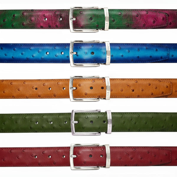 Paul Parkman Men's Handmade Genuine Ostrich Skin Belt Multiple Colors (ID#B04)