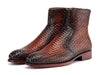 Paul Parkman Brown Burnished Woven Leather Zipper Boots (ID#BT269BRW)