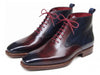 Paul Parkman Men's Bordeaux & Navy Plain Toe Lace-Up Dress Boots (ID#BT4812-BNY)