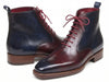 Paul Parkman Men's Bordeaux & Navy Plain Toe Lace-Up Dress Boots (ID#BT4812-BNY)