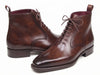 Paul Parkman Men's Brown Leather Plain Toe Lace-Up Dress Boots  (ID#BT4812-BRW)