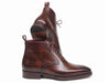 Paul Parkman Men's Brown Leather Plain Toe Lace-Up Dress Boots  (ID#BT4812-BRW)