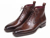 Paul Parkman Men's Brown Leather Plain Toe Lace-Up Dress Boots  (ID#BT4812-BRW)