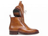 Paul Parkman Men's Cognac Leather Plain Toe Lace-Up Dress Boots  (ID#BT4812-CGN)