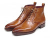 Paul Parkman Men's Cognac Leather Plain Toe Lace-Up Dress Boots  (ID#BT4812-CGN)