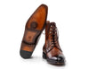 Paul Parkman Men's Brown Burnished Leather Lace-Up Boots (ID#BT534-BRW)