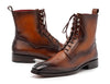 Paul Parkman Men's Brown Burnished Leather Lace-Up Boots (ID#BT534-BRW)