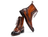 Paul Parkman Men's Brown Burnished Leather Lace-Up Boots (ID#BT534-BRW)