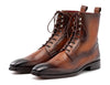 Paul Parkman Men's Brown Burnished Leather Lace-Up Boots (ID#BT534-BRW)