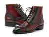 Paul Parkman Men's Green & Brown Hand-Painted Cap Toe Boots (ID#BT9566-BRG)