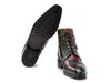 Paul Parkman Men's Green & Brown Hand-Painted Cap Toe Boots (ID#BT9566-BRG)