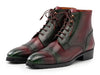 Paul Parkman Men's Green & Brown Hand-Painted Cap Toe Boots (ID#BT9566-BRG)