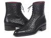 Paul Parkman Men's Black Genuine Ostrich Skin Handmade Boots (ID#CW495-BLK)