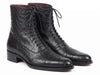 Paul Parkman Men's Black Genuine Ostrich Skin Handmade Boots (ID#CW495-BLK)