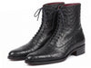 Paul Parkman Men's Black Genuine Ostrich Skin Handmade Boots (ID#CW495-BLK)