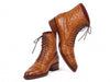 Paul Parkman Men's Cognac Brown Burnished Genuine Ostrich Skin Boots (ID#CW495-CGN)