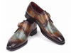 Paul Parkman Men's Green & Brown Patina Single Monkstrap Shoes (ID#DW755N)