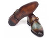 Paul Parkman Men's Green & Brown Patina Single Monkstrap Shoes (ID#DW755N)
