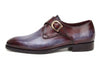 Paul Parkman Men's Blue & Bordeaux Patina Single Monkstrap Shoes (ID#DW756R)