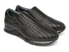 Paul Parkman Men's Black Woven Leather Slip-On Sneakers (ID#LW204BLK)