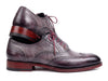 Paul Parkman Men's Grey & Lilac Patina Leather Goodyear Welted Wingtip Oxfords (ID#KS27-LGC)