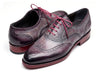 Paul Parkman Men's Grey & Lilac Patina Leather Goodyear Welted Wingtip Oxfords (ID#KS27-LGC)