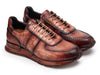 Paul Parkman Men's Brown Burnished Textured Leather Sneakers (ID#LB704CML)