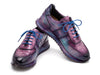 Paul Parkman Men's Blue & Purple Textured Leather Sneakers (ID#LB704PNB)