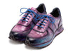 Paul Parkman Men's Blue & Purple Textured Leather Sneakers (ID#LB704PNB)