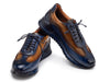 Paul Parkman Men's Blue & Camel Patina Leather Sneakers (ID#LS406BCL)