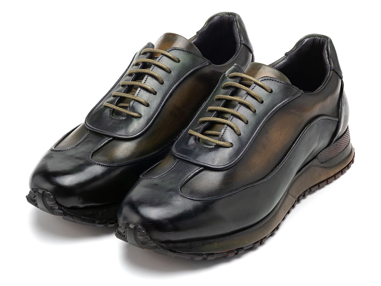 Paul Parkman Men's Green Patina Leather Sneakers (ID#LS406GRN) EU 45 - US 11.5 Paul Parkman Men's Green Patina Leather Sneakers (ID#LS406GRN) EU 45 - US 11.5