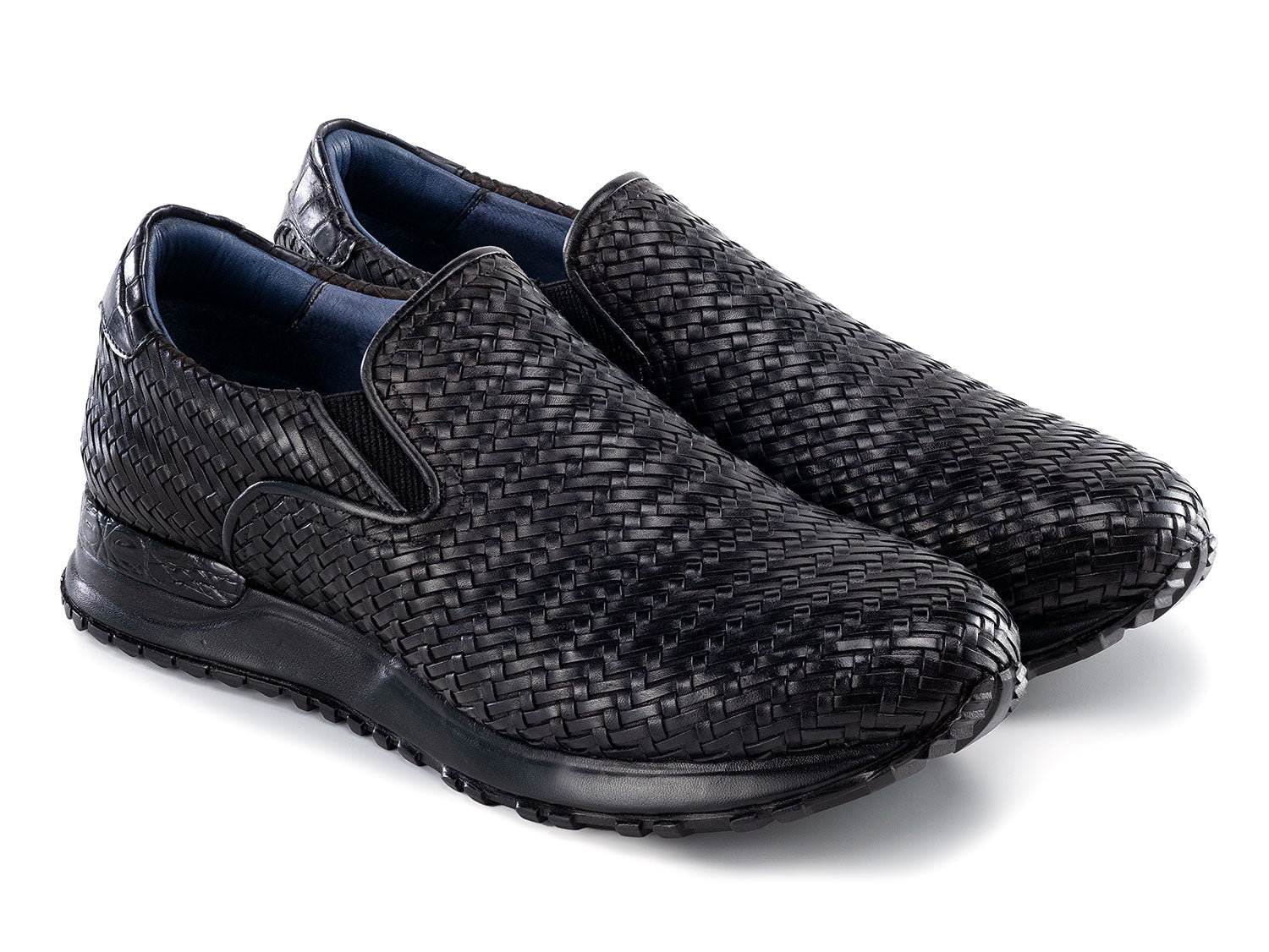 Paul Parkman Men's Black Woven Leather Slip-On Sneakers (ID#LW204BLK) EU 44 - US 10.5 / 11 Paul Parkman Men's Black Woven Leather Slip-On Sneakers (ID#LW204BLK) EU 44 - US 10.5 / 11