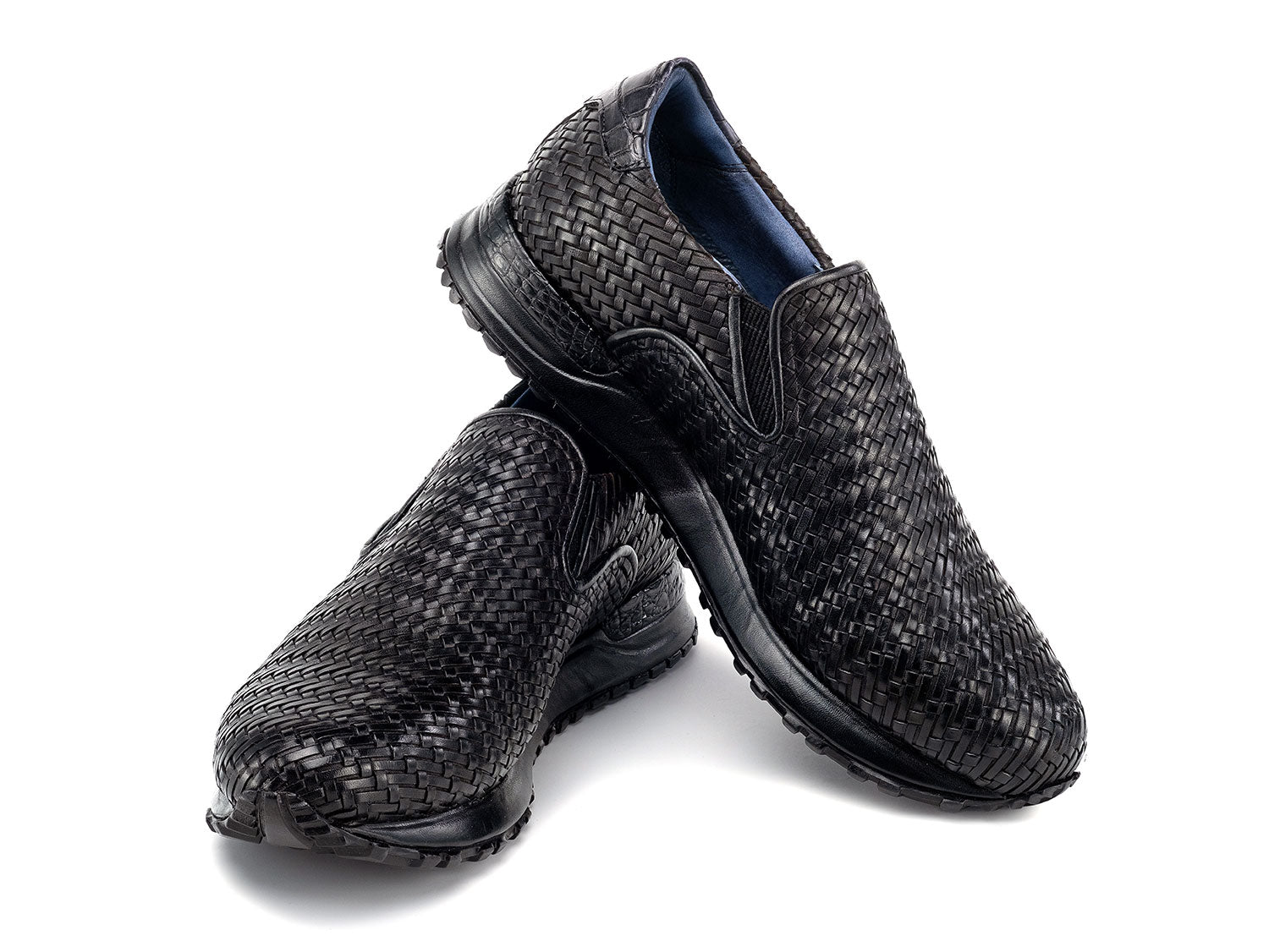 Paul Parkman Men's Black Woven Leather Slip-On Sneakers (ID#LW204BLK) EU 44 - US 10.5 / 11 Paul Parkman Men's Black Woven Leather Slip-On Sneakers (ID#LW204BLK) EU 44 - US 10.5 / 11