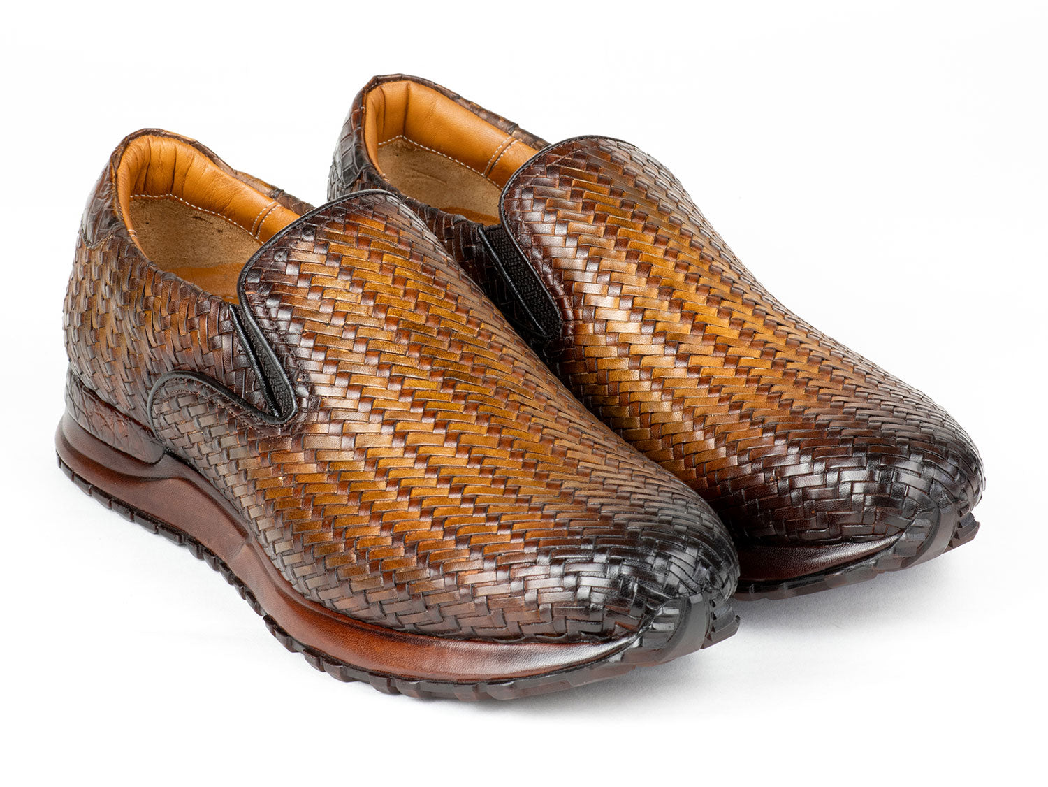 Paul Parkman Men's Brown Woven Leather Slip-On Sneakers (ID#LW204BRW) EU 37 - US 5 / 5.5 Paul Parkman Men's Brown Woven Leather Slip-On Sneakers (ID#LW204BRW) EU 37 - US 5 / 5.5