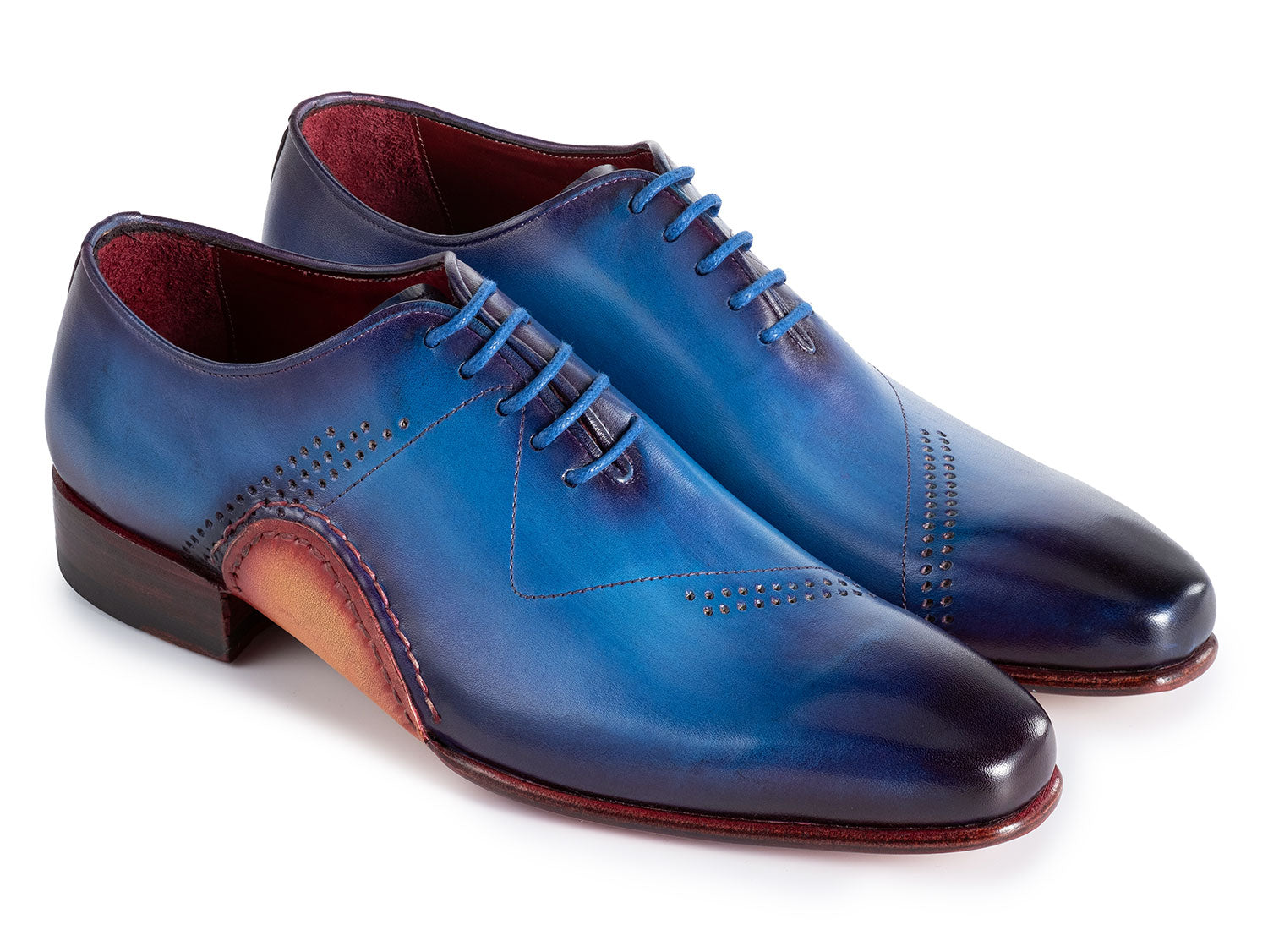 Paul Parkman Opanka Construction Blue Hand-Painted Oxfords (ID#OPK66BL PAUL PARKMAN Handmade Shoes Paul Parkman Opanka Construction Blue Hand-Painted Oxfords (ID#OPK66BL PAUL PARKMAN Handmade Shoes
