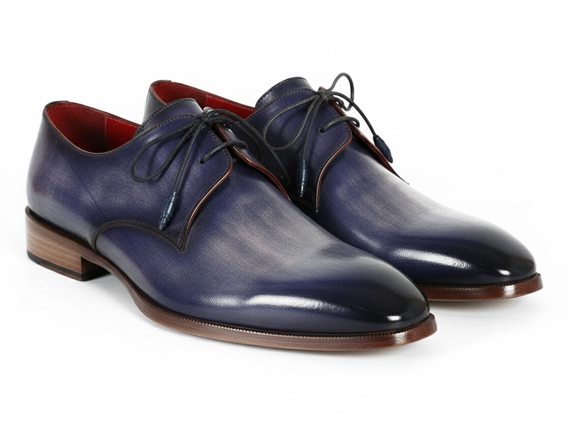 Paul Parkman Men's Blue & Navy Hand-Painted Derby Shoes (ID#PP2279) EU 42 - US 9 Paul Parkman Men's Blue & Navy Hand-Painted Derby Shoes (ID#PP2279) EU 42 - US 9