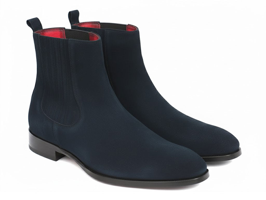 Paul Parkman Navy Suede Chelsea Boots (ID#SD875NVY)