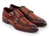 Paul Parkman Men's Brown Leather Double Monkstrap Shoes (ID#SW537BW)