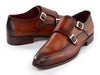 Paul Parkman Men's Brown Leather Double Monkstrap Shoes (ID#SW537BW)